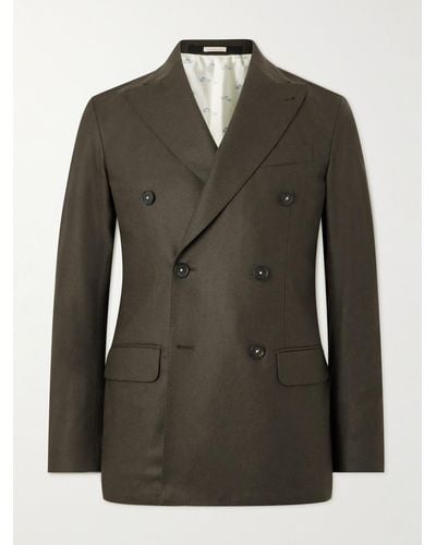 Massimo Alba Monster Double-breasted Wool Blazer - Green