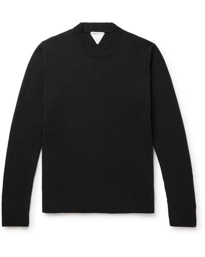 Bottega Veneta Ribbed Wool And Cashmere-blend Sweater - Black