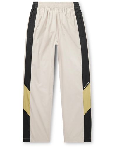Isabel Marant Bryton Wide-leg Logo-embroidered Colour-block Cotton-blend Shell Track Pants - White