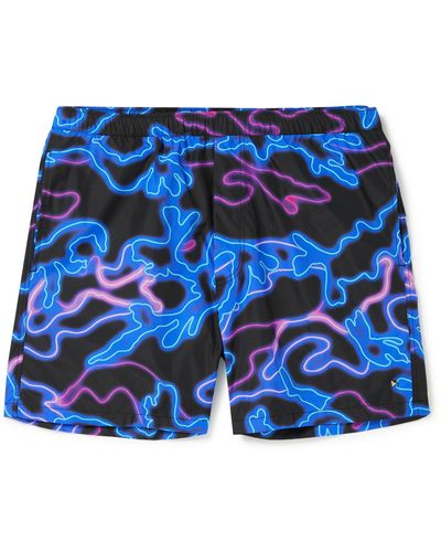 Valentino Garavani Straight-leg Mid-length Printed Swim Shorts - Blue