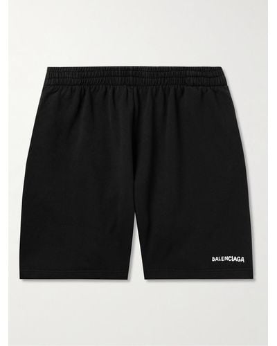 Balenciaga Gerade geschnittene Shorts aus Baumwoll-Jersey mit Logoprint - Schwarz