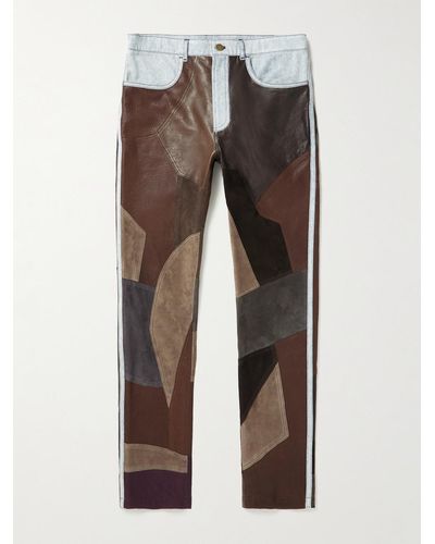 Acne Studios Lyrite Tapered Denim-trimmed Patchwork Leather Pants - Multicolour