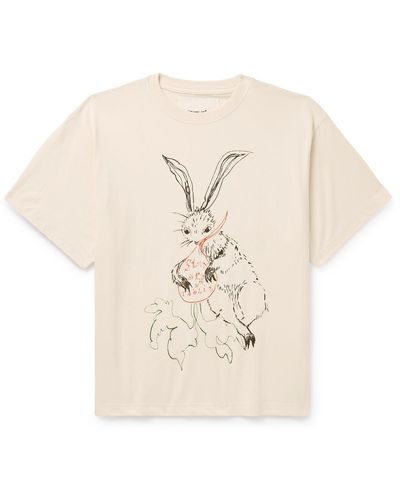 STORY mfg. Rabbit Grateful Printed Organic Cotton-jersey T-shirt - Natural