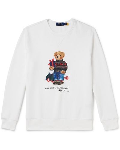Polo Ralph Lauren Bear-print Crewneck Cotton-blend Sweatshirt - White