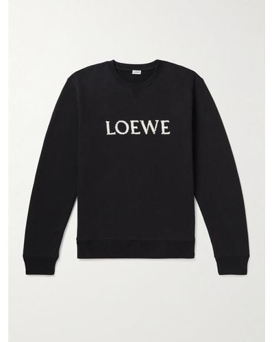 Loewe Logo-embroidered Cotton-jersey Sweatshirt - Black