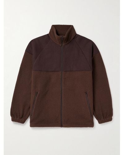 Beams Plus Mil Panelled Cotton-jersey And Fleece Zip-up Jacket - Brown