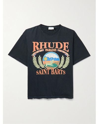Rhude St. Barts Logo-print Cotton-jersey T-shirt - Blue