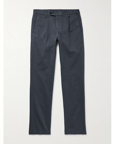 Massimo Alba Ionio2 Straight-leg Pleated Cotton-twill Trousers - Blue