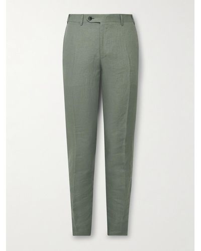 Canali Kei Slim-fit Tapered Linen Suit Trousers - Green