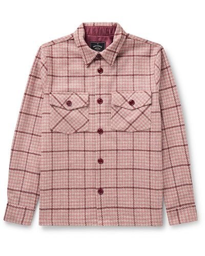 Portuguese Flannel Todder Prince Of Wales Checked Wool-tweed Overshirt - Pink