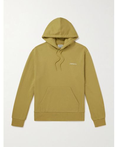 Carhartt Logo-embroidered Cotton-blend Jersey Hoodie - Yellow