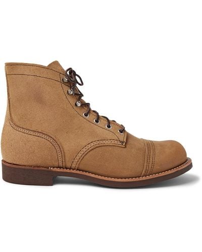 Red Wing Iron Ranger Roughout Suede Boots - Brown