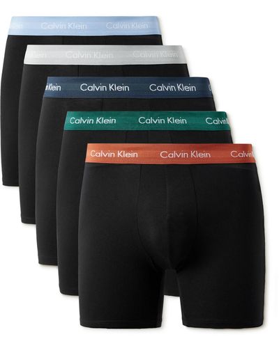 Calvin Klein Five-pack Stretch-cotton Boxer Briefs - Black
