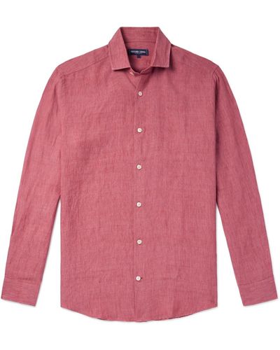 Frescobol Carioca Antonio Cutaway-collar Linen Shirt - Pink