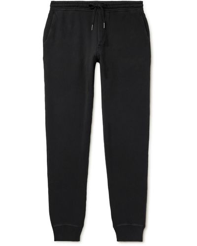 Tom Ford Tapered Garment-dyed Cotton-jersey Sweatpants - Black