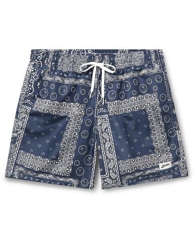 Bather Straight-leg Mid-length Bandana-print Recycled Swim Shorts - Blue
