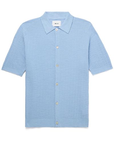 NN07 Nolan 6577 Ribbed Cotton-blend Shirt - Blue