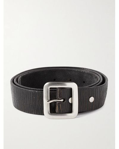 RRL New Burling 4cm Distressed Leather Belt - Black