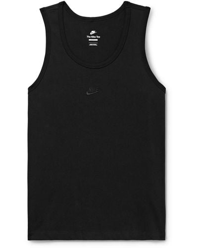 Nike Premium Essentials Logo-embroidered Cotton-jersey Tank Top - Black