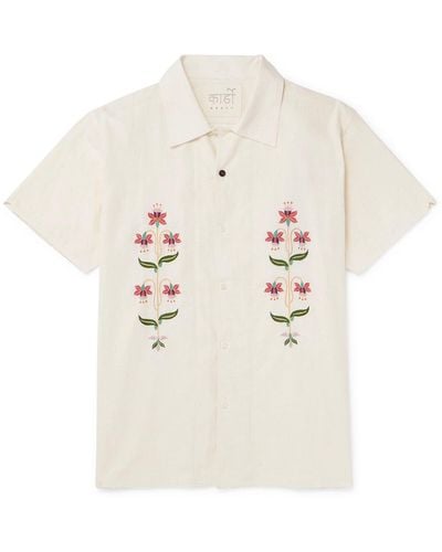 Kardo Chintan Convertible-collar Embroidered Cotton Shirt - White