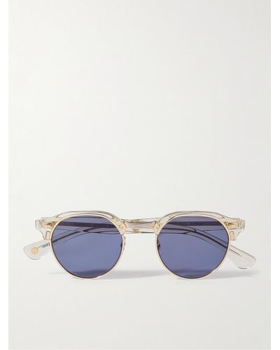 Garrett Leight Oakwood Round-frame Acetate And Gold-tone Sunglasses - Blue