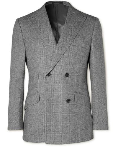 Kingsman Double-breasted Checked Wool Suit Jacket - Gray