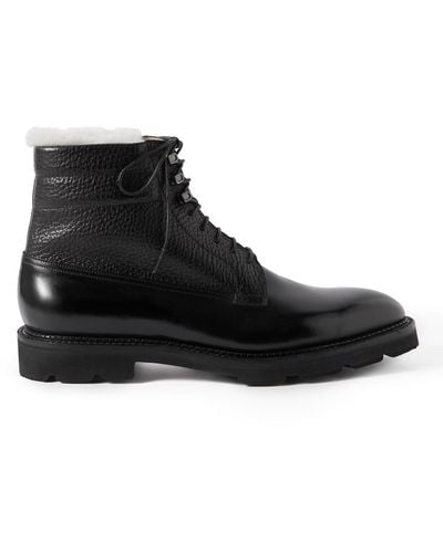 John Lobb Alder Shearling-lined Leather Boots - Black