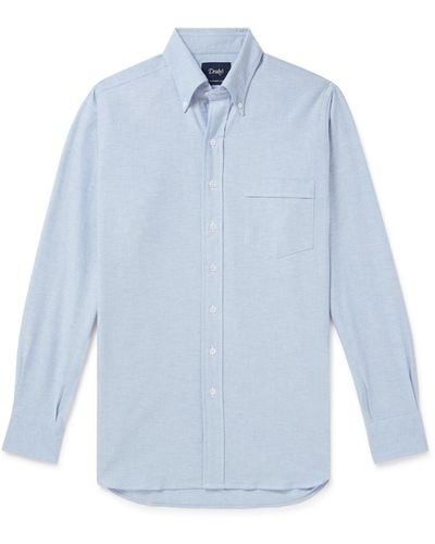 Drake's Button-down Collar Cotton Oxford Shirt - Blue
