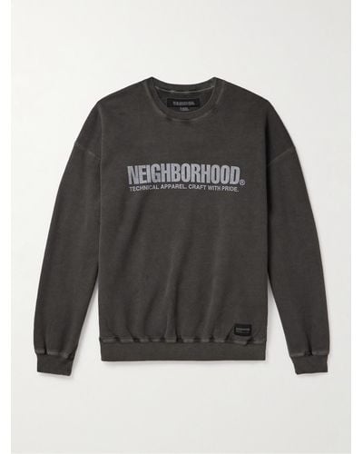 Neighborhood Sweatshirt aus Baumwoll-Jersey mit Logoprint - Schwarz