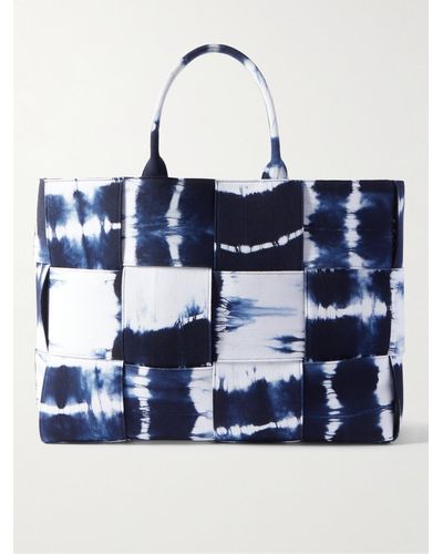Bottega Veneta Tote bag grande in denim tie-dye con motivo Intrecciato Arco - Blu