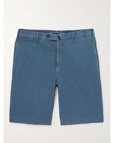 Incotex Straight-leg Cotton-blend Twill Shorts - Blue