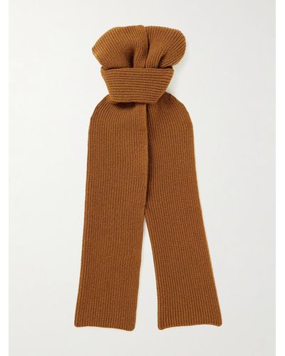 MR P. Ribbed Cashmere Scarf - Brown