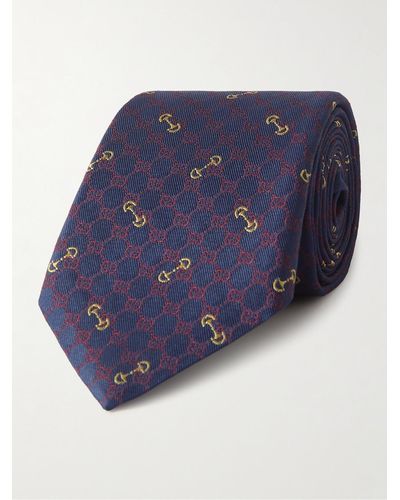 Gucci 7cm Logo-embroidered Silk-jacquard Tie - Blue