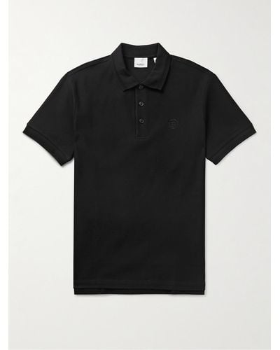 Burberry Eddie Tb Circle Logo Polo Shirt - Black