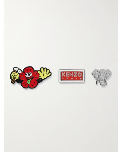 KENZO Set aus drei Pins mit silberfarbenen Details und Emaille - Rot