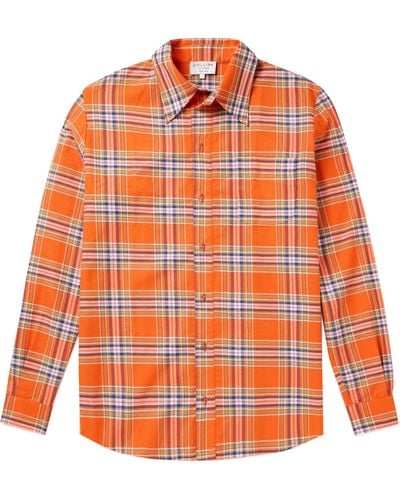 Collina Strada Convention Checked Cotton-flannel Shirt - Orange
