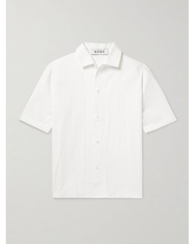 Rohe Hemd aus strukturierter Popeline aus einer Baumwollmischung mit Streifen - Weiß