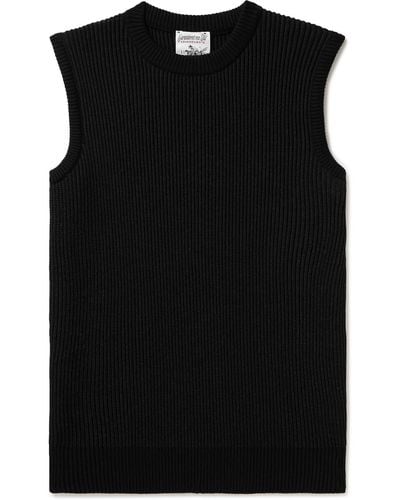 S.N.S. Herning Veritas Ribbed Wool Sweater Vest - Black