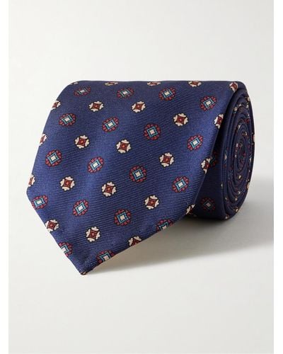 Rubinacci Cravatta in twill di seta stampata - Blu
