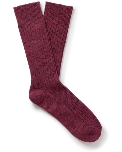 MR P. Ribbed Cotton-blend Socks - Purple