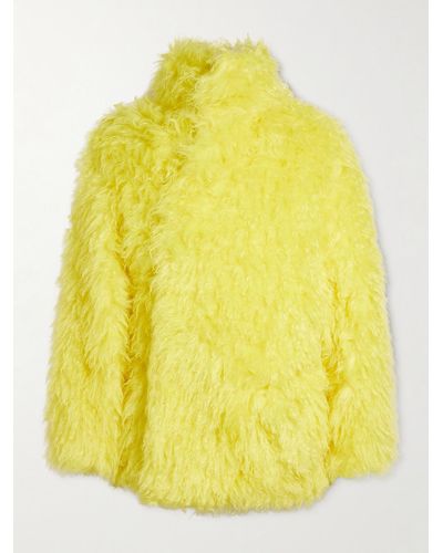 Balenciaga Padded Mohair And Cotton-blend Faux Fur Jacket - Yellow