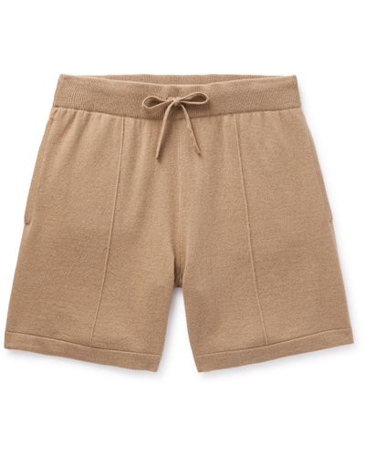 MR P. Straight-leg Pintucked Wool And Cashmere-blend Drawstring Shorts - Natural