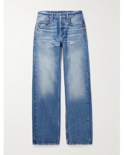Saint Laurent Gerade geschnittene Jeans in Distressed-Optik - Blau
