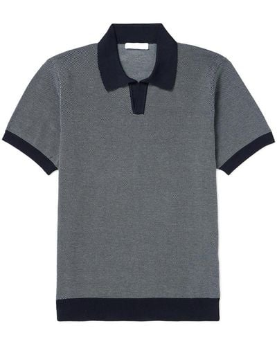 MR P. Honeycomb-knit Organic Cotton Polo Shirt - Blue