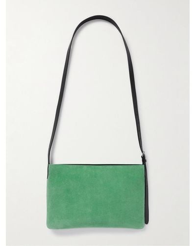 Dries Van Noten Small Leather-trimmed Suede Messenger Bag - Green