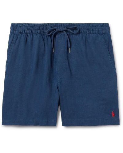 Polo Ralph Lauren Prepster Logo-embroidered Linen Drawstring Shorts - Blue