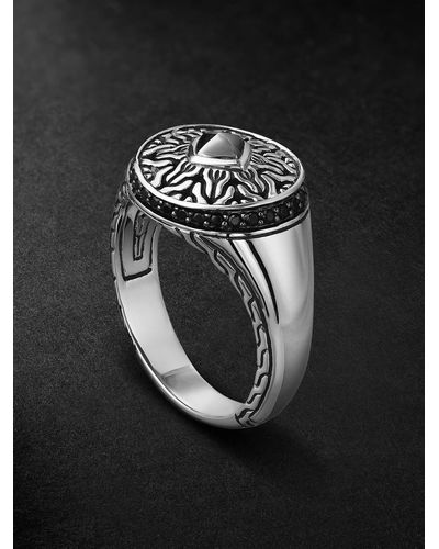 John Hardy Radial Silver Multi-stone Ring - Black