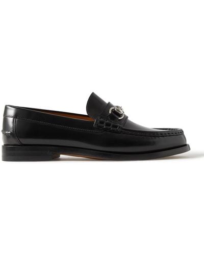 Gucci Kaveh Horsebit Leather Loafers - Black