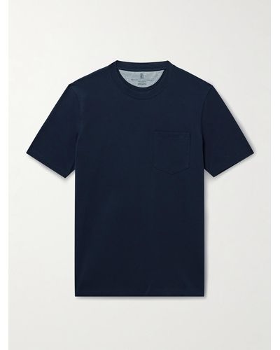Brunello Cucinelli T-shirt in jersey di cotone - Blu