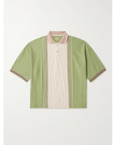 Kapital Tequila Striped Cotton-blend Jersey Polo Shirt - Green